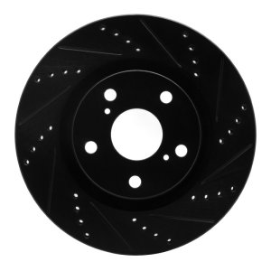 Ford Mustang Brake Rotor (1) - Rear Right - R1 Concepts - Drilled & Slotted - Black - `20-`22